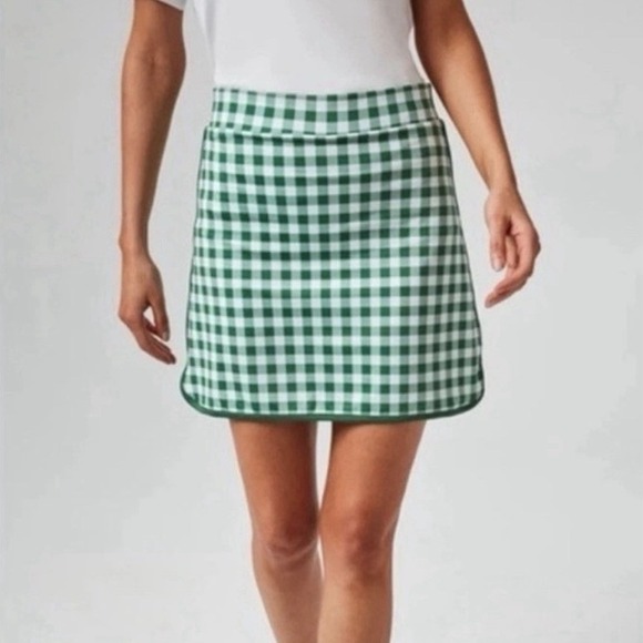 Tuckernuck Dresses & Skirts - TNUCK Sport Tuckernuck Tennis Skirt Green White Gingham Check Plaid Size Small